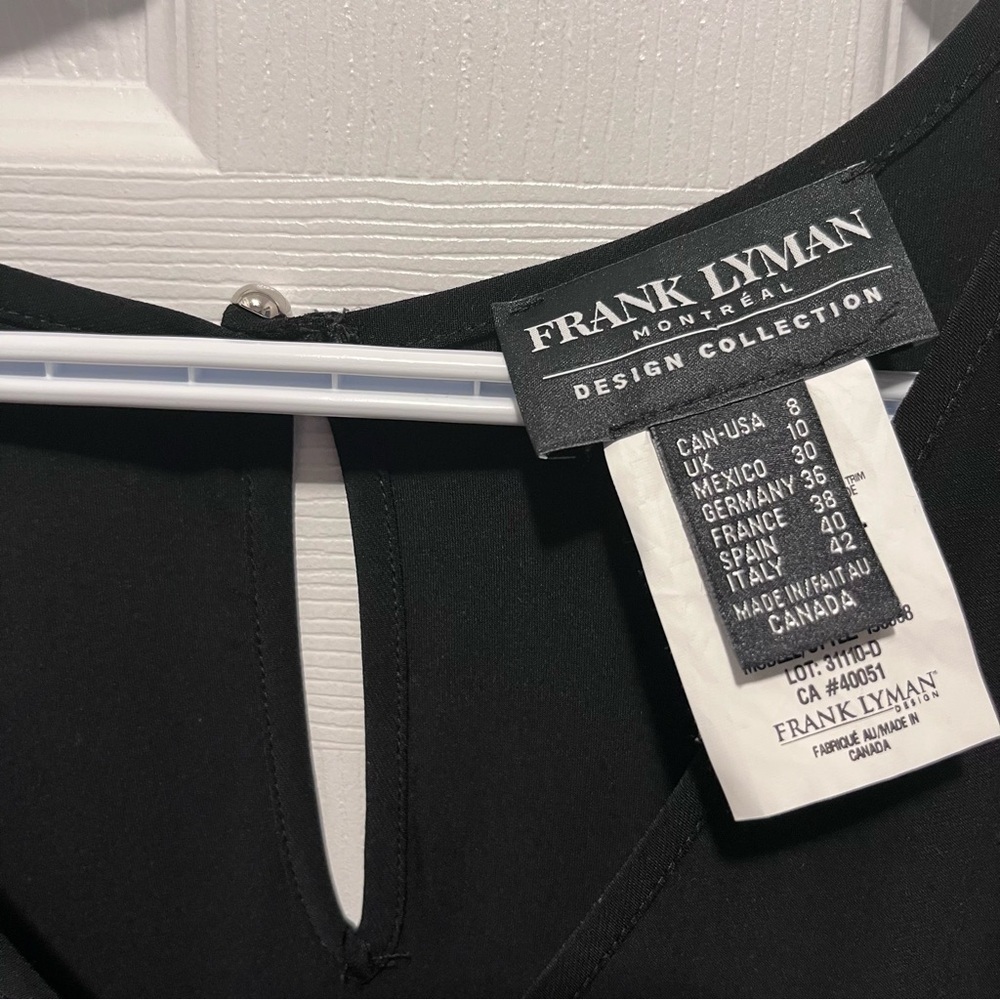 Frank Lyman Jumpsuit Dress Black Size 8 Medium Women flowy short sleeve v-neck - Picture 2 of 6